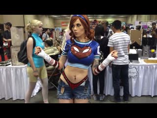 video милая рыжая косплеерша веляет талиеи music cosplay redhead tattoo tummy spiderwoman sex