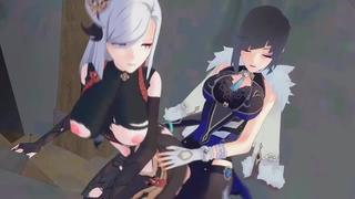 video shenhe шэнь хэ шаньхе yelan е лань елань rule34 porn genshin impact 18 sex