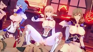 video mona x ganyu x jean x lisa x keqing мона x гань юй x джин x лиза x ке цин genshin impacthonkai impactmmd r18 sex