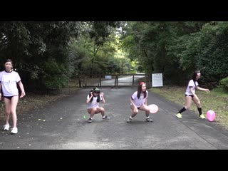 video cute japanese girls sit to pop balloons outside summer camp sex